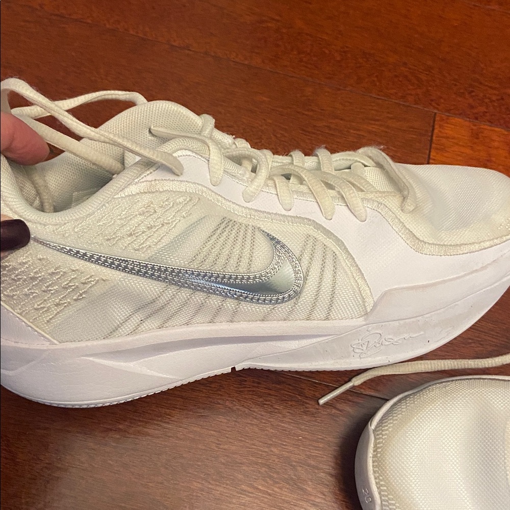 Nike Youth White and Gray Sabrina Basketball shoes